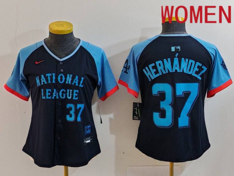 Women Los Angeles Dodgers #37 Hernandez Blue All star 2024 Nike MLB Jersey style 5